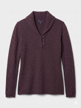 🐞 Gap Plum Lamb's Wool Blend Buttoned Neck Sweater Small